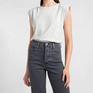 Express Heather Gray Shoulder Pad Sleeveless Tank | XS